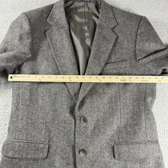 VTG Tweed Herringbone 100% Shetland Wool Blazer Sport Coat Brown Men’s Size 44L - Picture 6 of 9